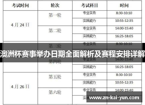 澳洲杯赛事举办日期全面解析及赛程安排详解